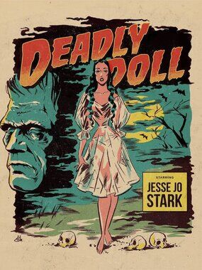 DEADLY DOLL VINTAGE HORROR COMIC STYLE FRAMED POSTER